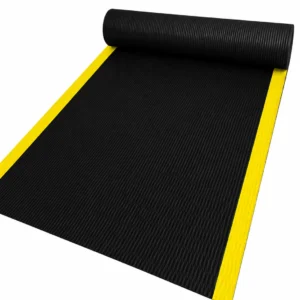 Siyah ve Sarı Şeritli Yalıtkan Paspas – 70 cm